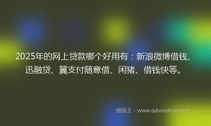 2025年的网上贷款哪个好用有：新浪微博借钱、迅融贷、翼支付随意借、闲猪、借钱快等。