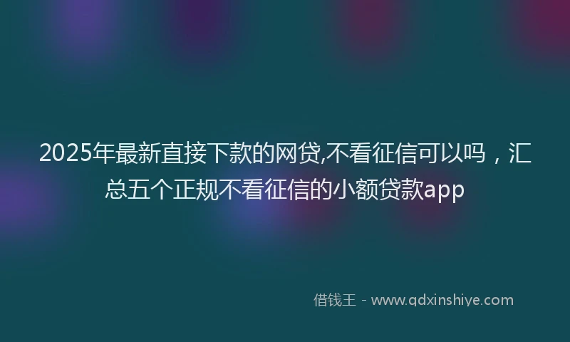 2025年最新直接下款的网贷,不看征信可以吗，汇总五个正规不看征信的小额贷款app