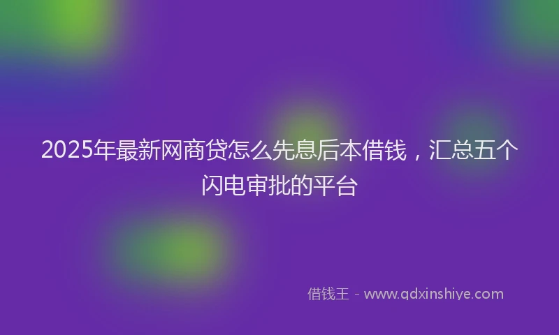 2025年最新网商贷怎么先息后本借钱，汇总五个闪电审批的平台