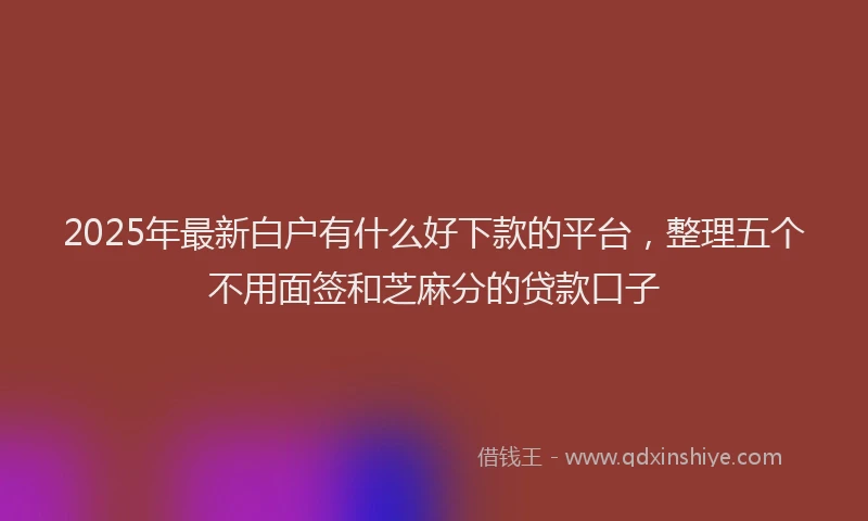 2025年最新白户有什么好下款的平台，整理五个不用面签和芝麻分的贷款口子