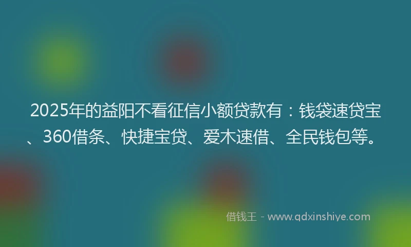2025年的益阳不看征信小额贷款有：钱袋速贷宝、360借条、快捷宝贷、爱木速借、全民钱包等。