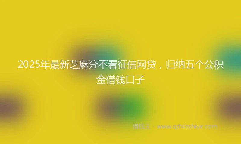 2025年最新芝麻分不看征信网贷，归纳五个公积金借钱口子