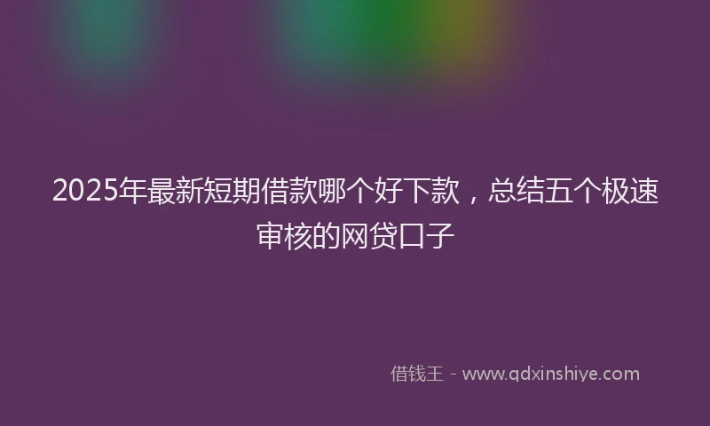 2025年最新短期借款哪个好下款，总结五个极速审核的网贷口子