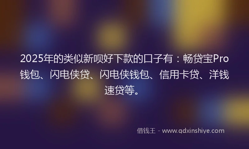 2025年的类似新呗好下款的口子有：畅贷宝Pro钱包、闪电侠贷、闪电侠钱包、信用卡贷、洋钱速贷等。