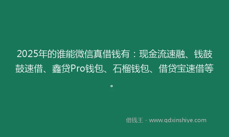 2025年的谁能微信真借钱有：现金流速融、钱鼓鼓速借、鑫贷Pro钱包、石榴钱包、借贷宝速借等。