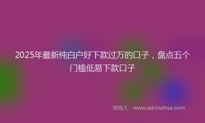 2025年最新纯白户好下款过万的口子，盘点五个门槛低易下款口子
