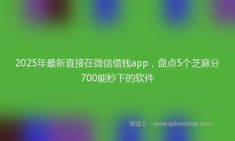 2025年最新直接在微信借钱app，盘点5个芝麻分700能秒下的软件