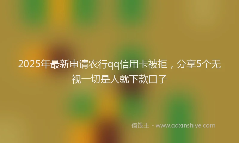 2025年最新申请农行qq信用卡被拒，分享5个无视一切是人就下款口子