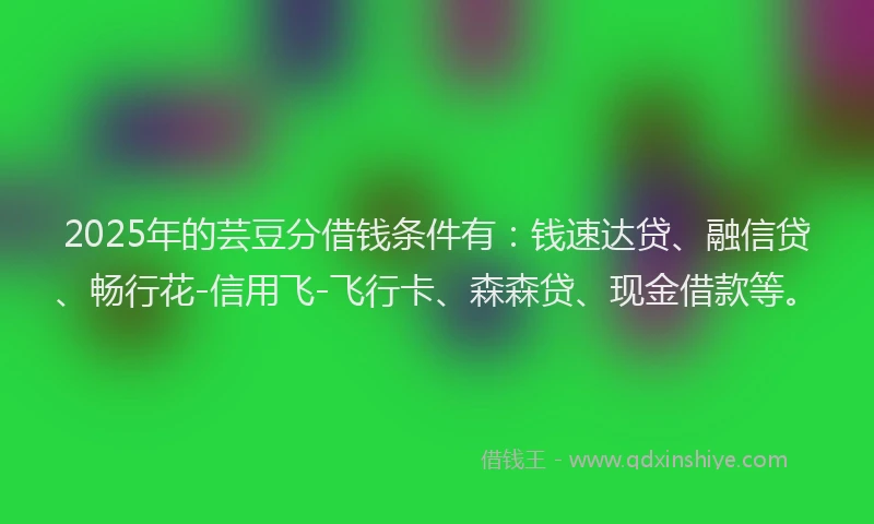 2025年的芸豆分借钱条件有：钱速达贷、融信贷、畅行花-信用飞-飞行卡、森森贷、现金借款等。