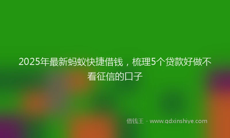 2025年最新蚂蚁快捷借钱，梳理5个贷款好做不看征信的口子