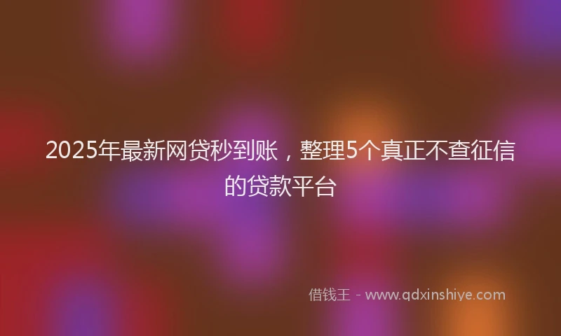 2025年最新网贷秒到账，整理5个真正不查征信的贷款平台