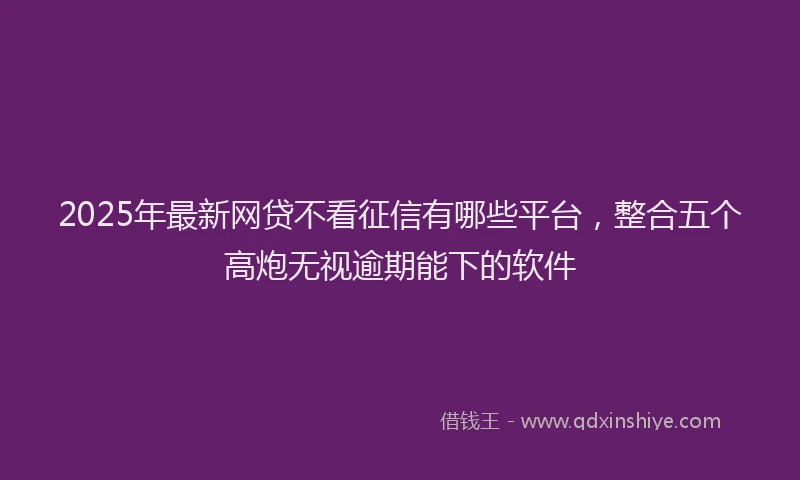 2025年最新网贷不看征信有哪些平台，整合五个高炮无视逾期能下的软件