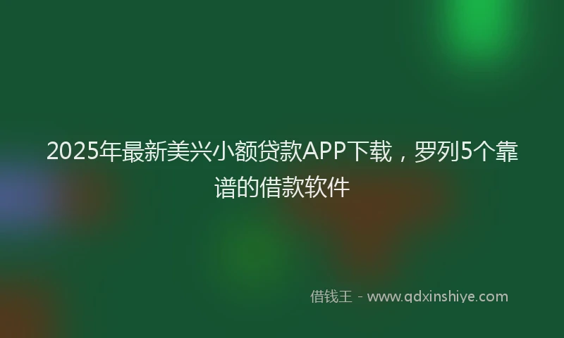 2025年最新美兴小额贷款APP下载，罗列5个靠谱的借款软件