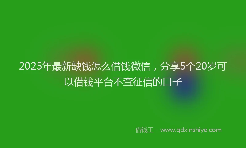 2025年最新缺钱怎么借钱微信，分享5个20岁可以借钱平台不查征信的口子