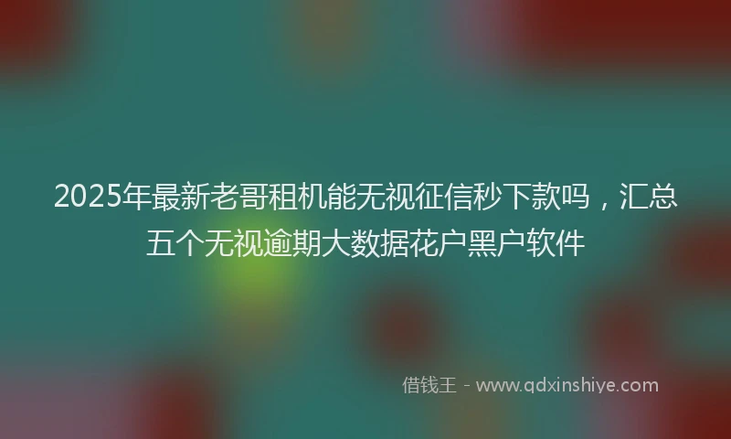 2025年最新老哥租机能无视征信秒下款吗，汇总五个无视逾期大数据花户黑户软件