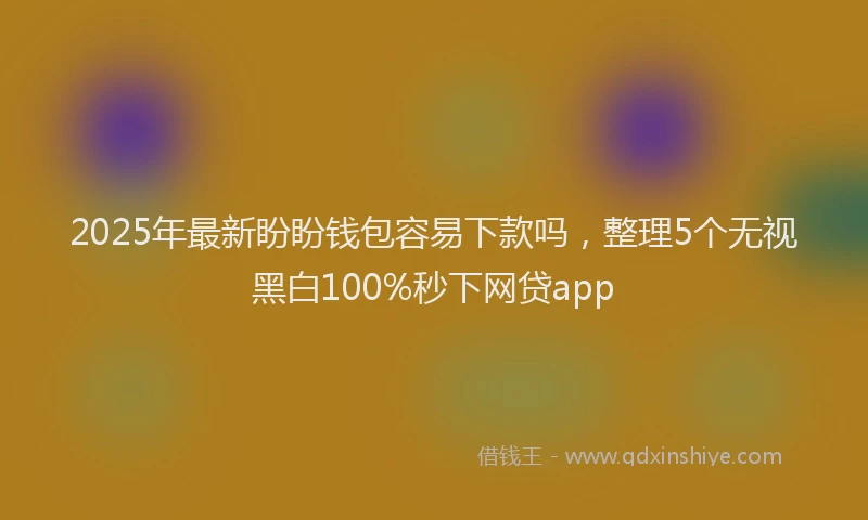 2025年最新盼盼钱包容易下款吗，整理5个无视黑白100%秒下网贷app