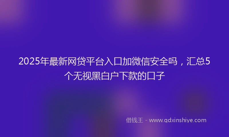 2025年最新网贷平台入口加微信安全吗，汇总5个无视黑白户下款的口子