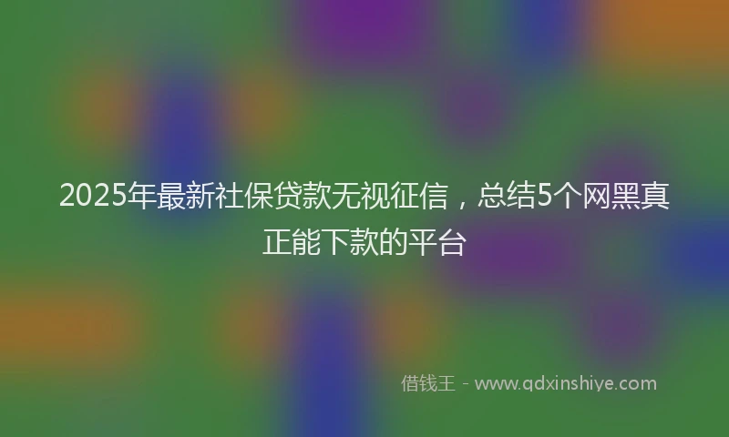 2025年最新社保贷款无视征信，总结5个网黑真正能下款的平台