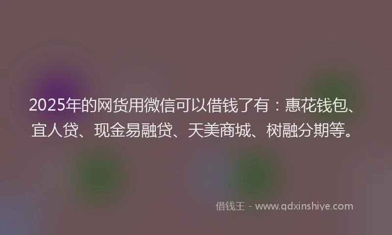 2025年的网货用微信可以借钱了有：惠花钱包、宜人贷、现金易融贷、天美商城、树融分期等。