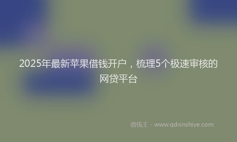 2025年最新苹果借钱开户，梳理5个极速审核的网贷平台