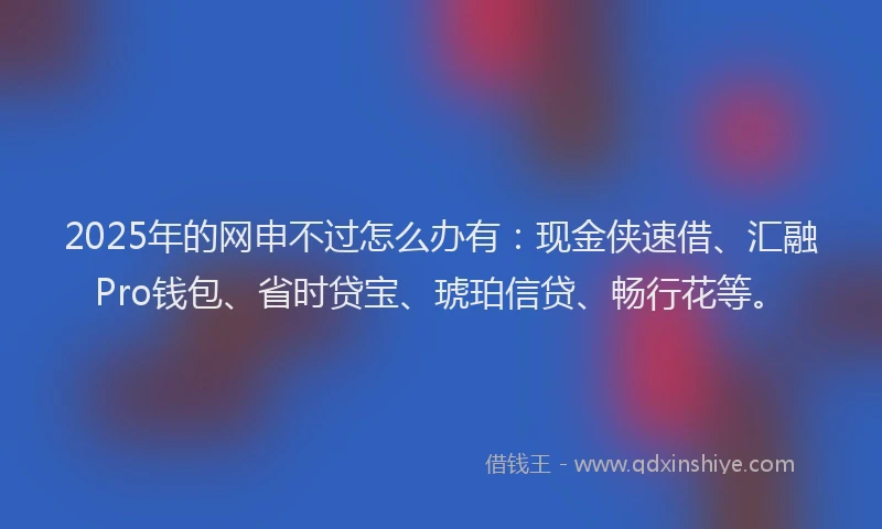 2025年的网申不过怎么办有：现金侠速借、汇融Pro钱包、省时贷宝、琥珀信贷、畅行花等。