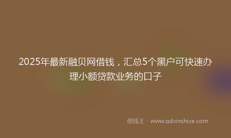 2025年最新融贝网借钱，汇总5个黑户可快速办理小额贷款业务的口子