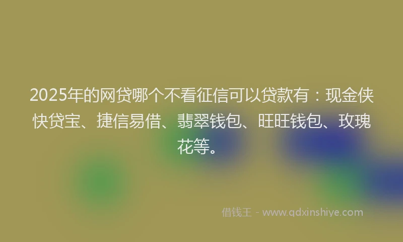 2025年的网贷哪个不看征信可以贷款有：现金侠快贷宝、捷信易借、翡翠钱包、旺旺钱包、玫瑰花等。