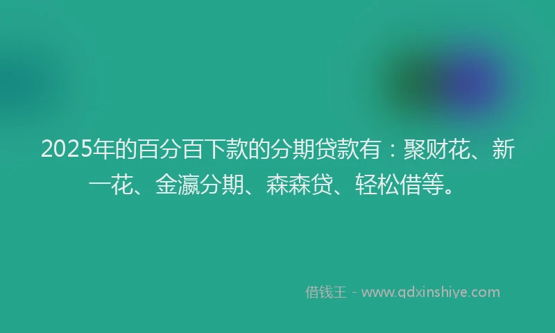 2025年的百分百下款的分期贷款有：聚财花、新一花、金瀛分期、森森贷、轻松借等。