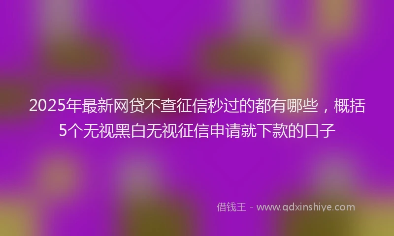 2025年最新网贷不查征信秒过的都有哪些，概括5个无视黑白无视征信申请就下款的口子