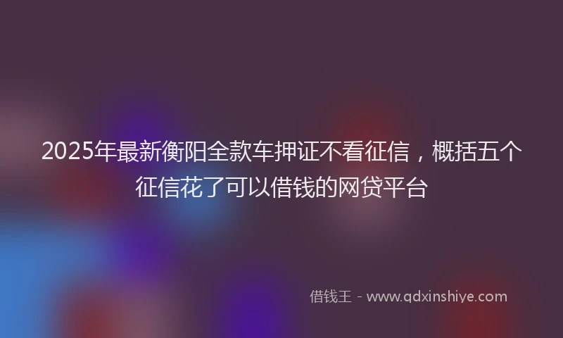 2025年最新衡阳全款车押证不看征信，概括五个征信花了可以借钱的网贷平台