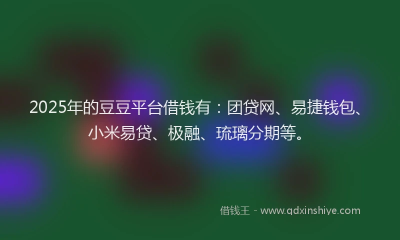 2025年的豆豆平台借钱有：团贷网、易捷钱包、小米易贷、极融、琉璃分期等。