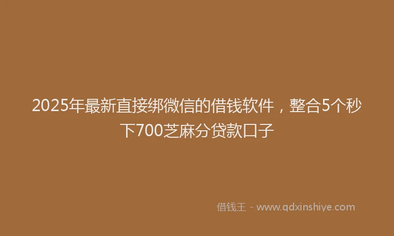 2025年最新直接绑微信的借钱软件，整合5个秒下700芝麻分贷款口子