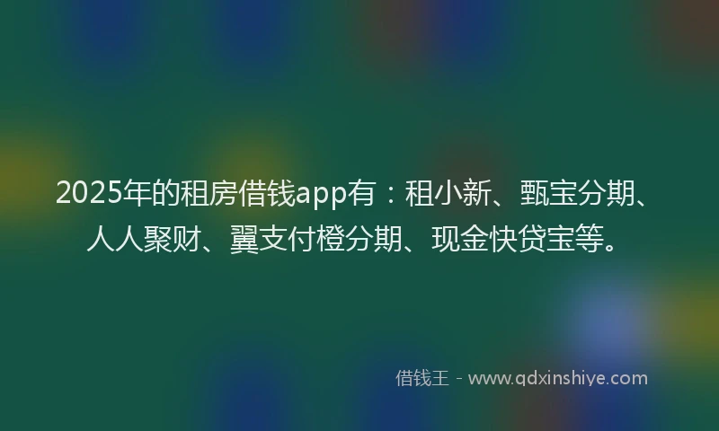 2025年的租房借钱app有：租小新、甄宝分期、人人聚财、翼支付橙分期、现金快贷宝等。