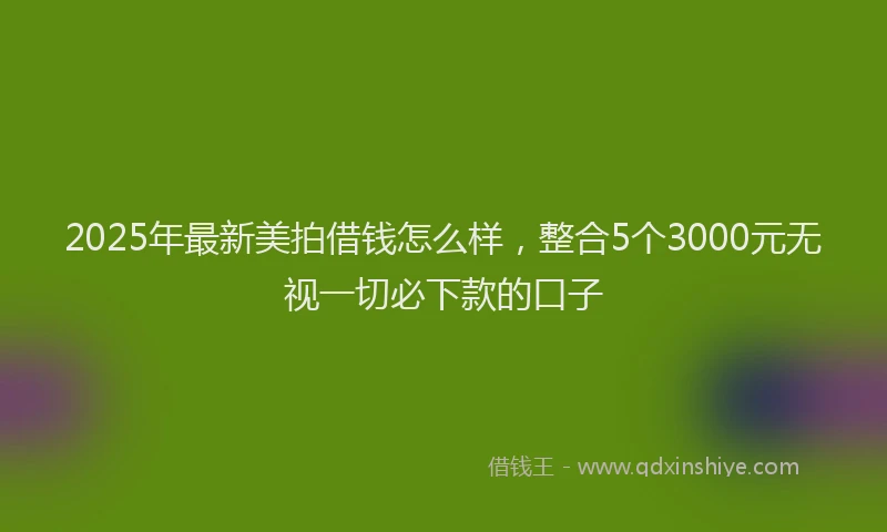2025年最新美拍借钱怎么样，整合5个3000元无视一切必下款的口子