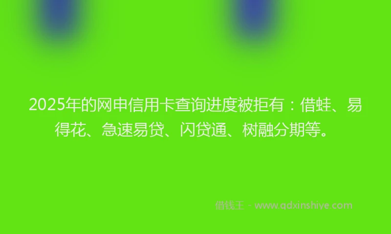 2025年的网申信用卡查询进度被拒有：借蛙、易得花、急速易贷、闪贷通、树融分期等。