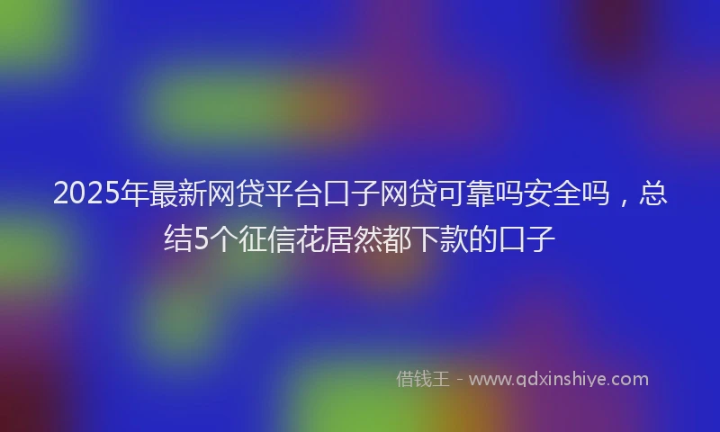 2025年最新网贷平台口子网贷可靠吗安全吗，总结5个征信花居然都下款的口子