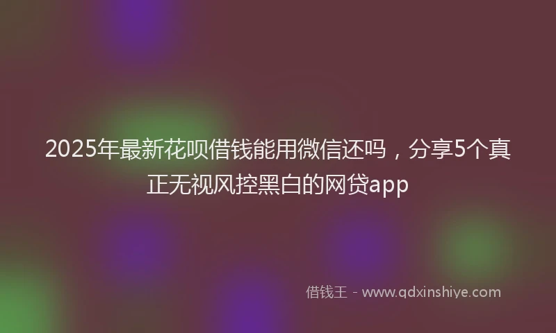 2025年最新花呗借钱能用微信还吗，分享5个真正无视风控黑白的网贷app