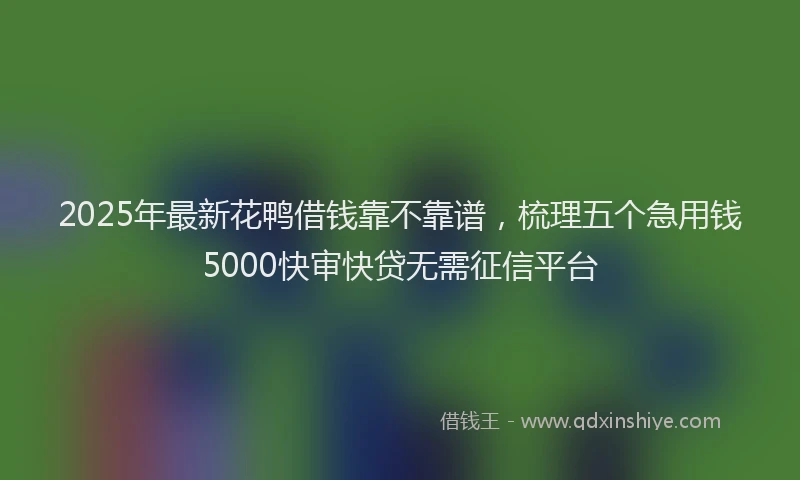 2025年最新花鸭借钱靠不靠谱，梳理五个急用钱5000快审快贷无需征信平台