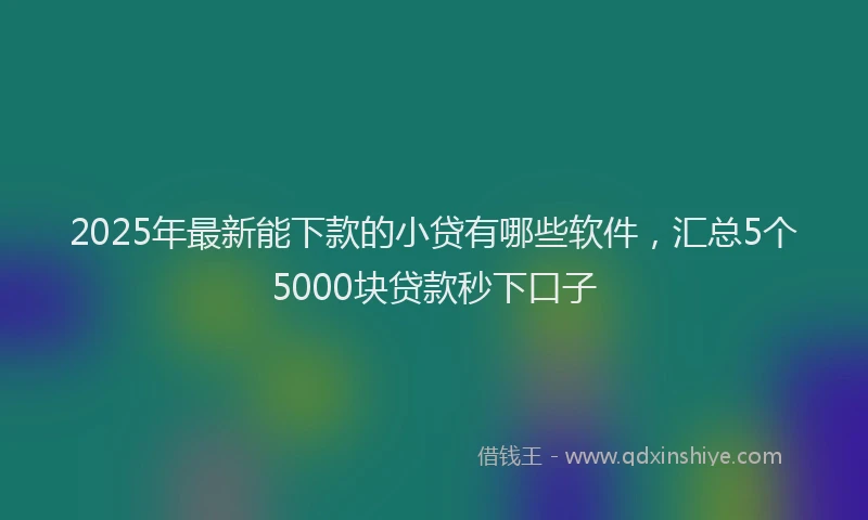 2025年最新能下款的小贷有哪些软件，汇总5个5000块贷款秒下口子