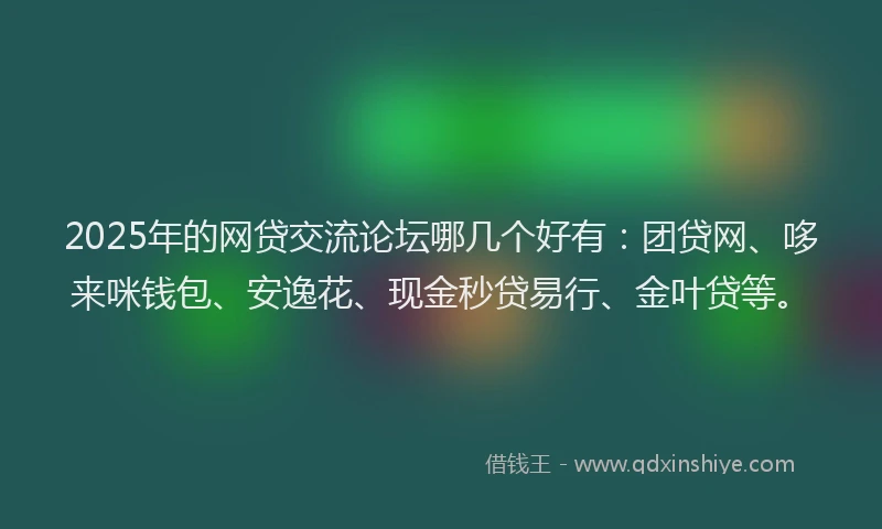 2025年的网贷交流论坛哪几个好有：团贷网、哆来咪钱包、安逸花、现金秒贷易行、金叶贷等。