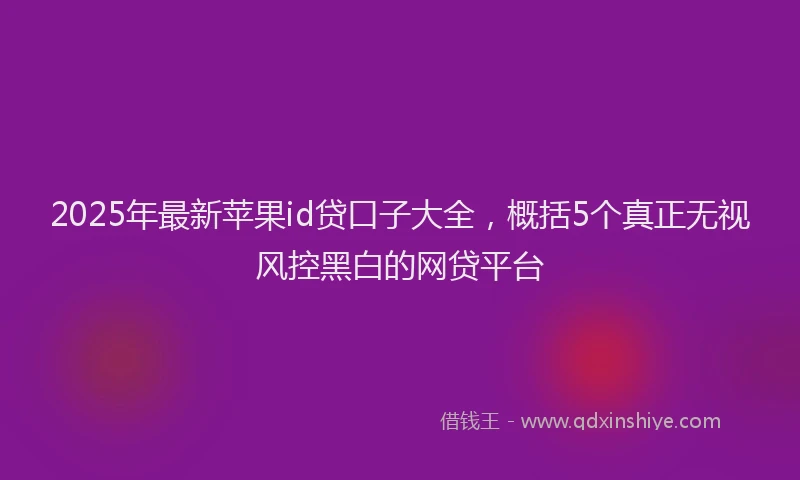 2025年最新苹果id贷口子大全，概括5个真正无视风控黑白的网贷平台
