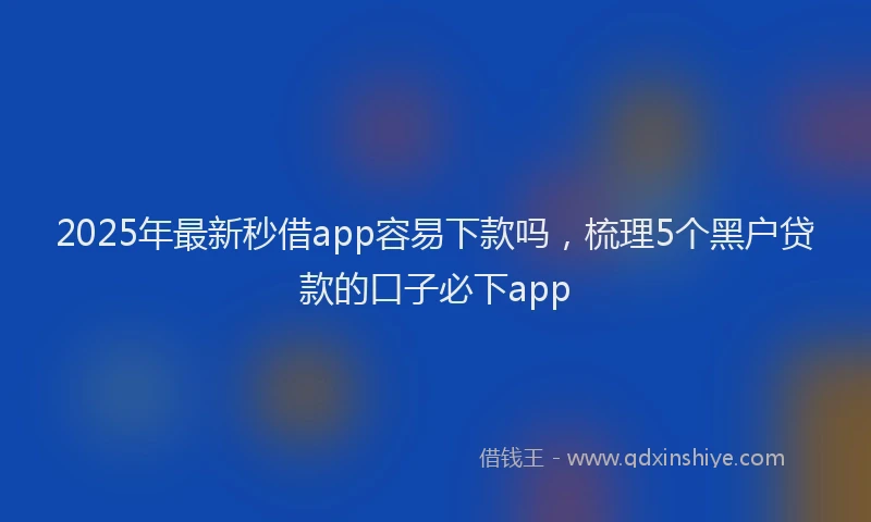 2025年最新秒借app容易下款吗，梳理5个黑户贷款的口子必下app