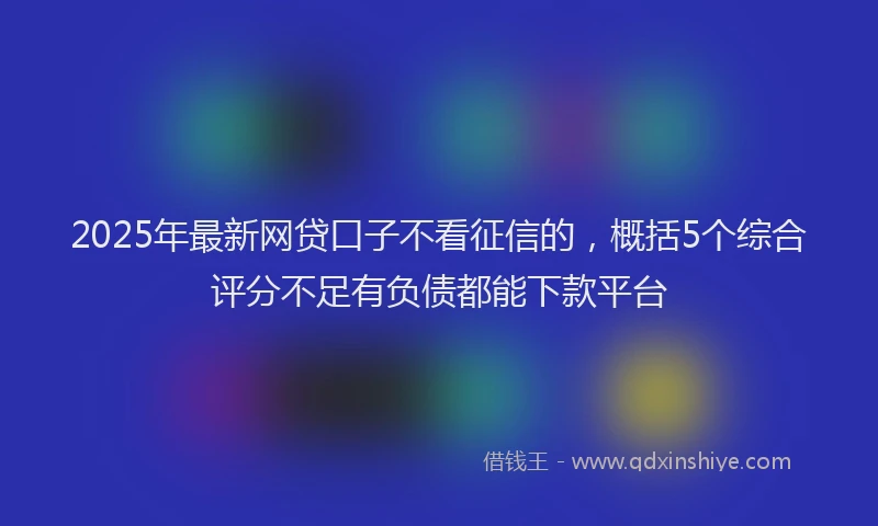 2025年最新网贷口子不看征信的，概括5个综合评分不足有负债都能下款平台