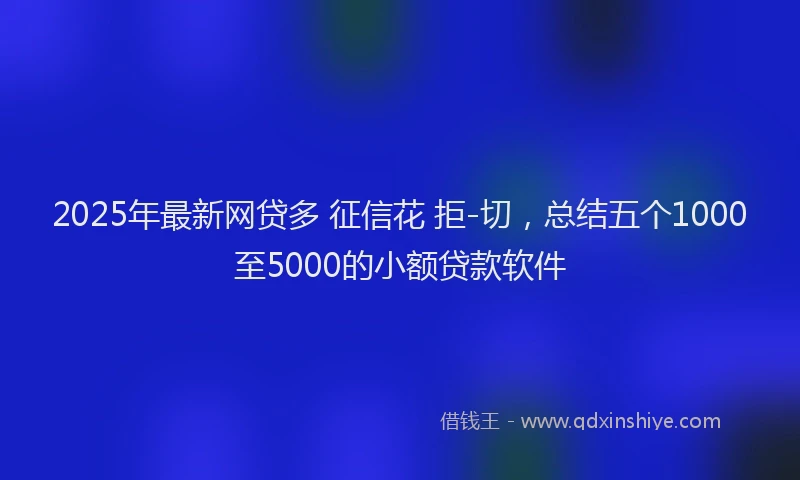 2025年最新网贷多 征信花 拒-切，总结五个1000至5000的小额贷款软件