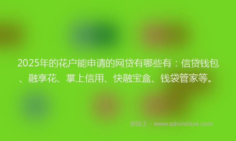 2025年的花户能申请的网贷有哪些有：信贷钱包、融享花、掌上信用、快融宝盒、钱袋管家等。