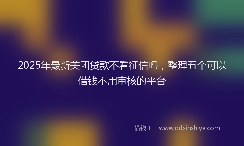 2025年最新美团贷款不看征信吗，整理五个可以借钱不用审核的平台