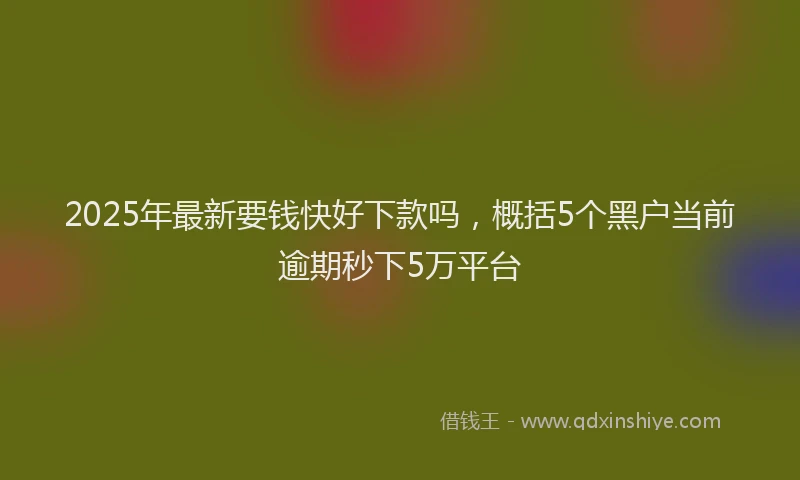2025年最新要钱快好下款吗，概括5个黑户当前逾期秒下5万平台