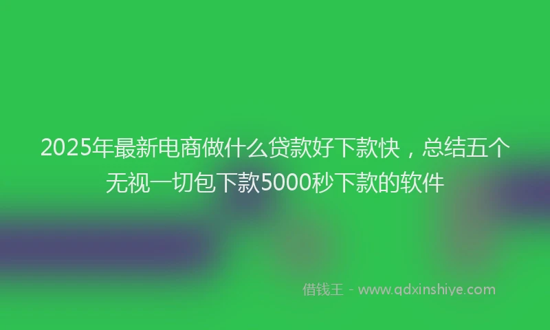 2025年最新电商做什么贷款好下款快，总结五个无视一切包下款5000秒下款的软件