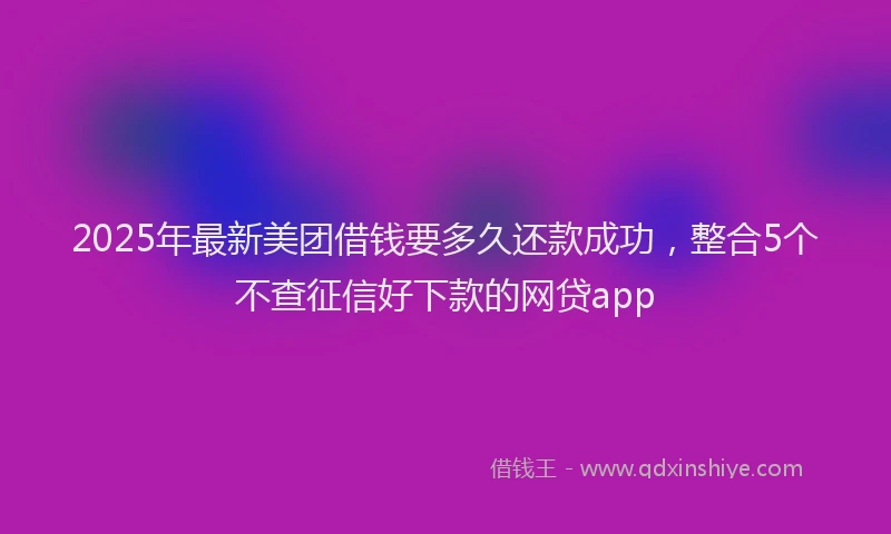 2025年最新美团借钱要多久还款成功，整合5个不查征信好下款的网贷app