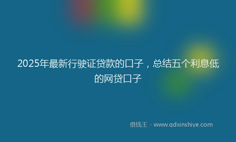 2025年最新行驶证贷款的口子，总结五个利息低的网贷口子